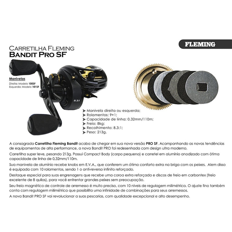 Carretilha Fleming Bandit Pro 101 SF Esquerda