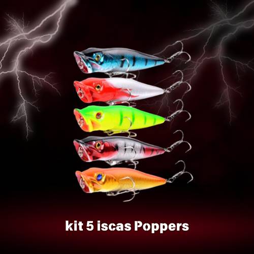 Kit Brutos  - Carretilha Kastking-Brutos G2 - Vara Carbon Scorpion - 1.8m/4p - 5 Iscas Poppers