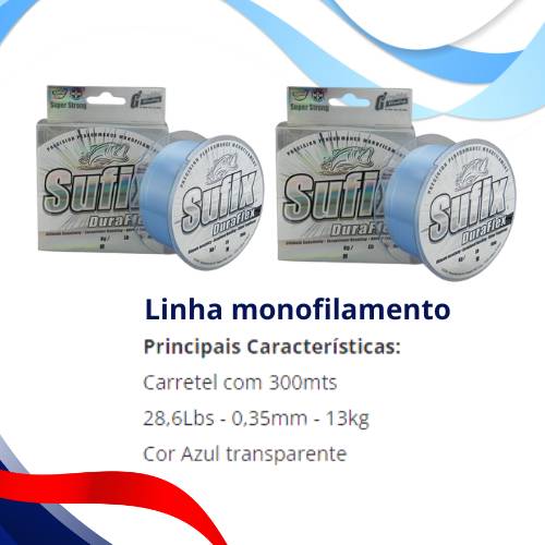 Kit Shimano Dupla - 2 Carretilhas Shimano - 2 Linhas Monofilamento Sufix Duraflex - 2 Varas Shimano Solara